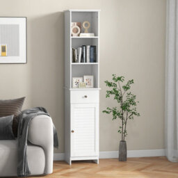 Costway 164 Cm Freestanding Bathroom Storage Cabinet W/ 3 Open Shelves & Door Cabinet - thumbnail 4