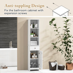 Costway 164 Cm Freestanding Bathroom Storage Cabinet W/ 3 Open Shelves & Door Cabinet - thumbnail 8