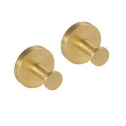 Excel Home Pair Of Bathroom Hooks, Brushed Brass Finish, Solid Brass Construction, Modern Wall Hooks For Towels & Robes, Stylish & Durable - thumbnail 3