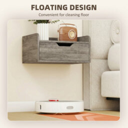 Homcom Floating Nightstands Set Of 2, Nightstand With Drawer, Grey - thumbnail 5