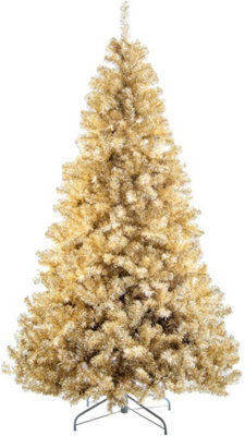 Shatchi 4Ft Artificial Christmas Tree Champagne Gold Shiny Tinsel Tips Bushy Look Luxurious - image 1