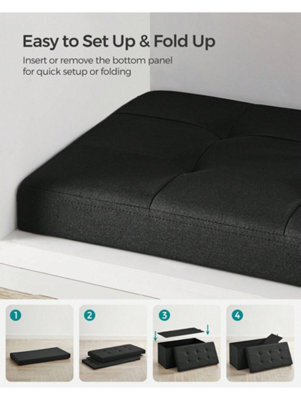 LEDREM Storage Ottoman, Foldable Small Ottoman Foot Rest, 38 X 76 X 38 Cm Foot Stool, Cube Ottoman With Storage, Load Up To 300 Kg - image 1