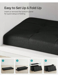 LEDREM Storage Ottoman, Foldable Small Ottoman Foot Rest, 38 X 76 X 38 Cm Foot Stool, Cube Ottoman With Storage, Load Up To 300 Kg - thumbnail 1