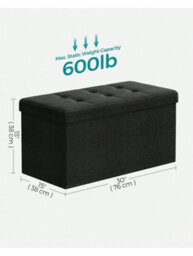 LEDREM Storage Ottoman, Foldable Small Ottoman Foot Rest, 38 X 76 X 38 Cm Foot Stool, Cube Ottoman With Storage, Load Up To 300 Kg - thumbnail 4