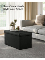 LEDREM Storage Ottoman, Foldable Small Ottoman Foot Rest, 38 X 76 X 38 Cm Foot Stool, Cube Ottoman With Storage, Load Up To 300 Kg - thumbnail 2