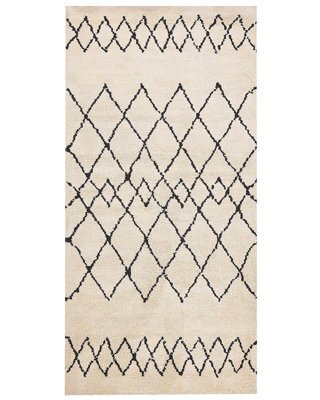 Wyld And Coco Casanova Geometric Beige Black Area Rug 80 X 150 Cm - Low Pile, Polyester - image 1