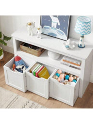 LEDREM Toy Storage For Kids, Storage Unit, Storage Cabinet With Wheels, Kids Bookcase, 3 Drawers, For Children's Room - thumbnail 3