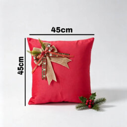 Amorly 45X 45Cm Christmas Holiday Cushion Covers, Burlap Bow With Berries Decor Throw Pillow Cases For Sofa Bed, Inserts Not Included - thumbnail 3