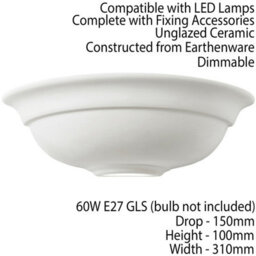 Dimmable Led Wall Light Unglazed Ceramic Classic Lounge Lamp Up Lighting Fitting - thumbnail 2