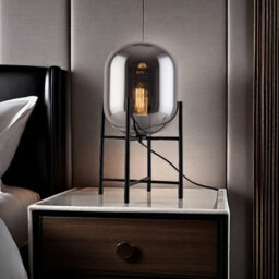 Harper Living Smoked Glass Table Lamp, Bedside & Desk Lamp With On/off Switch, 40W E27 Base (No Bulb) 47.5Cm Modern - thumbnail 4