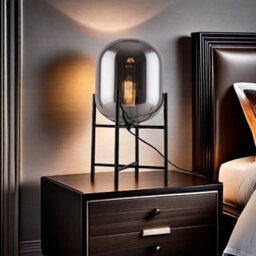 Harper Living Smoked Glass Table Lamp, Bedside & Desk Lamp With On/off Switch, 40W E27 Base (No Bulb) 47.5Cm Modern - thumbnail 5