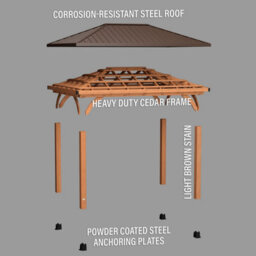 Backyard Discovery Barrington Cedar Wood Outdoor Patio Gazebo With Powerport 4.3M X 3.1M (14Ft X 10Ft) - thumbnail 6