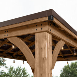 Backyard Discovery Barrington Cedar Wood Outdoor Patio Gazebo With Powerport 4.3M X 3.1M (14Ft X 10Ft) - thumbnail 2