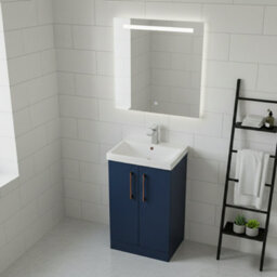 Balterley Bramshall Modern Bathroom 2 Soft Close Door & Mid-Edge Vanity Unit Basin, Midnight Blue, 500mm - thumbnail 4