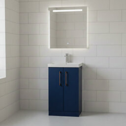 Balterley Bramshall Modern Bathroom 2 Soft Close Door & Mid-Edge Vanity Unit Basin, Midnight Blue, 500mm - thumbnail 2