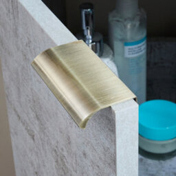 Homestylestore 600mm Concrete Grey Floorstanding Bathroom Vanity Unit And Aged Gold Finger Pull Handle - thumbnail 3