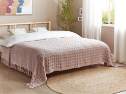 Beliani Bedspread Bere Cotton 220 X 240 Cm Pastel Pink - thumbnail 2