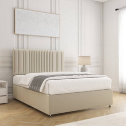 Bsspoke Florence Divan Bed Set Cream Plush Velvet With 24Inch Headboard & No Mattress No Drawers In Single Double King 4Ft 6Ft - thumbnail 3