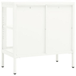 Berkfield Sideboard White 70X35X70 Cm Steel And Glass - thumbnail 5
