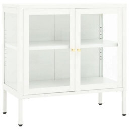 Berkfield Sideboard White 70X35X70 Cm Steel And Glass - thumbnail 2
