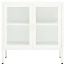 Berkfield Sideboard White 70X35X70 Cm Steel And Glass - thumbnail 3