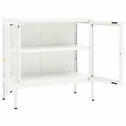 Berkfield Sideboard White 70X35X70 Cm Steel And Glass - thumbnail 6