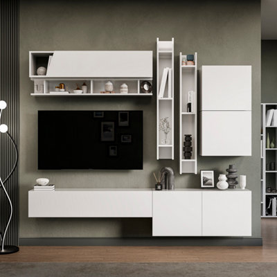 Decorotika Budva Moduler Modern Tv Unit Wall Mount Customizable Layout High Gloss White - image 1