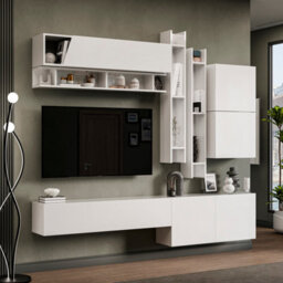 Decorotika Budva Moduler Modern Tv Unit Wall Mount Customizable Layout High Gloss White - thumbnail 3