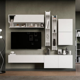Decorotika Budva Moduler Modern Tv Unit Wall Mount Customizable Layout High Gloss White