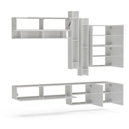 Decorotika Budva Moduler Modern Tv Unit Wall Mount Customizable Layout High Gloss White - thumbnail 5