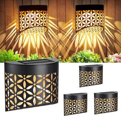 Taylor & Brown Solar Fence Lights 4 Packdecorative Waterproof Outdoor Garden Lights With Petal Pattern For Fence & Patio - image 1