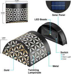 Taylor & Brown Solar Fence Lights 4 Packdecorative Waterproof Outdoor Garden Lights With Petal Pattern For Fence & Patio - thumbnail 6