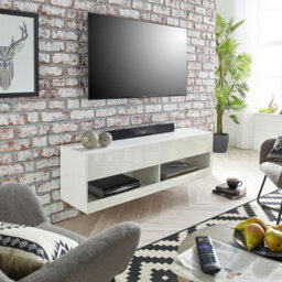 MMT Funiture Designs 140Cm Tv Stand Wall Mounted Tv Console Modern Gloss Media Unit With Lights - thumbnail 2