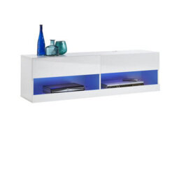 MMT Funiture Designs 140Cm Tv Stand Wall Mounted Tv Console Modern Gloss Media Unit With Lights
