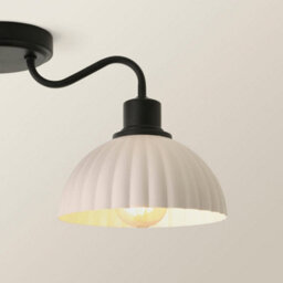 Valuelights Bourton Matte Black 3 Arm Ceiling Light Wth Ribbed Dome Shades And Bulbs - thumbnail 3