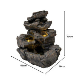 MonsterShop Outdoor Water Feature Garden Fountain Leds Plug-In Pump Rustic Rapids - thumbnail 5