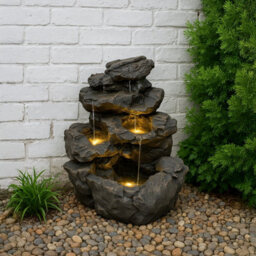MonsterShop Outdoor Water Feature Garden Fountain Leds Plug-In Pump Rustic Rapids - thumbnail 4