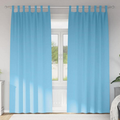 Berkfield Curtains With Curtains 2 Pcs Light Blue 245 X 140 Cm Polyester - image 1