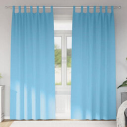Berkfield Curtains With Curtains 2 Pcs Light Blue 245 X 140 Cm Polyester - thumbnail 1