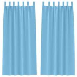 Berkfield Curtains With Curtains 2 Pcs Light Blue 245 X 140 Cm Polyester - thumbnail 2