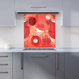 Warren Reed Designer Abstract Red Sun Pattern Premium Glass Kitchen Splashback W700mm X H750mm - thumbnail 6