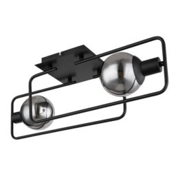 Luminosa Lighting Luminosa Blama Multi Arm Semi Flush Ceiling Lamp Matt Black Smoke Glass Shade 2X E14 - thumbnail 2