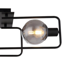 Luminosa Lighting Luminosa Blama Multi Arm Semi Flush Ceiling Lamp Matt Black Smoke Glass Shade 2X E14 - thumbnail 4
