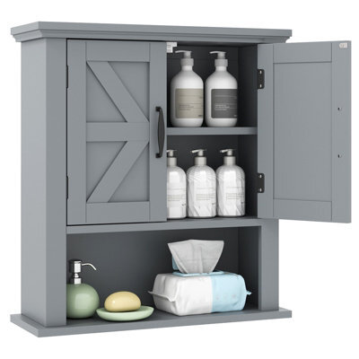 Gainoom Medicine Cabinet With Doors Farmhouse Wall Mounted Bathroom Cabinet With Adjustable Shelf - image 1