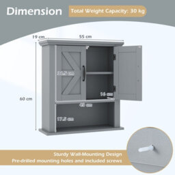 Gainoom Medicine Cabinet With Doors Farmhouse Wall Mounted Bathroom Cabinet With Adjustable Shelf - thumbnail 2