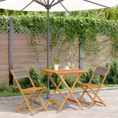 Berkfield 3 Piece Bistro Set Grey Polypropylene And Solid Wood - image 1