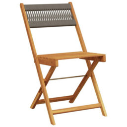 Berkfield 3 Piece Bistro Set Grey Polypropylene And Solid Wood - thumbnail 5