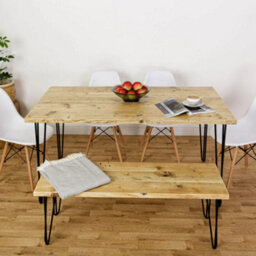 Off The Grain Rustic Wooden Dining Table With Hairpin Legs 180Cm - thumbnail 3