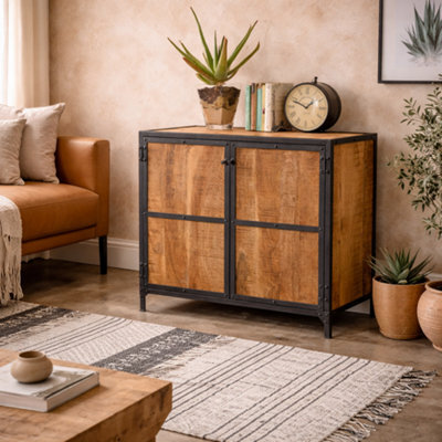 Wyld Haus Oulu Small Industrial Reclaimed Wood And Metal Sideboard 2 Doors - image 1