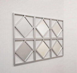 Deenz Set Of 3 Square Diamond Shape Frame Silver Wall Art Mirror Modern Stylish Antique Design Home Décoration 40X40Cm (12) - thumbnail 4